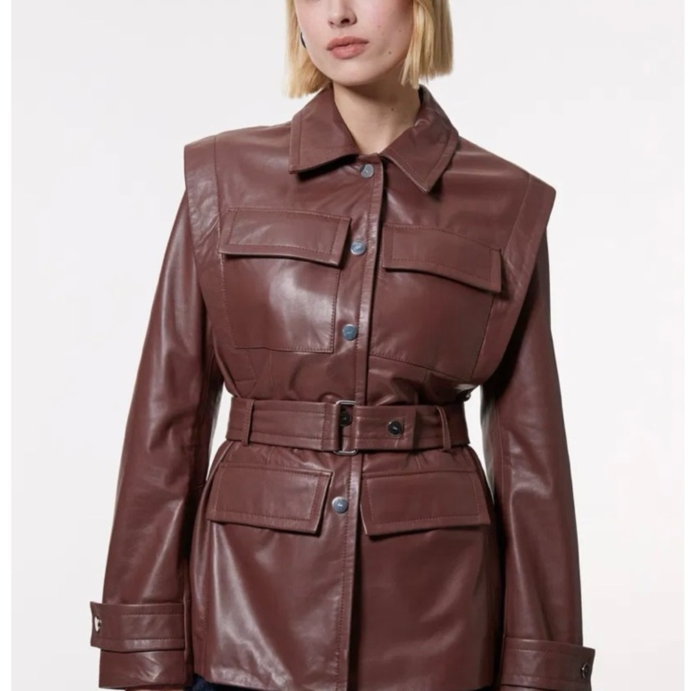 NWT Karen Millen leather jacket size 2. GORGEOUS color & feel!♥️